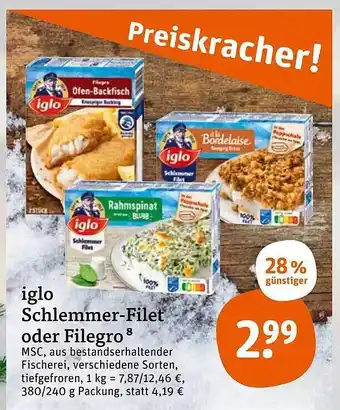 tegut Iglo schlemmer-filet oder filegro Angebot