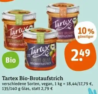 tegut Tartex Bio Brotaufstrich 135/140 g Glas Angebot