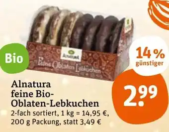 tegut Alnatura feine Bio Oblaten Lebkuchen 200 g Packung Angebot