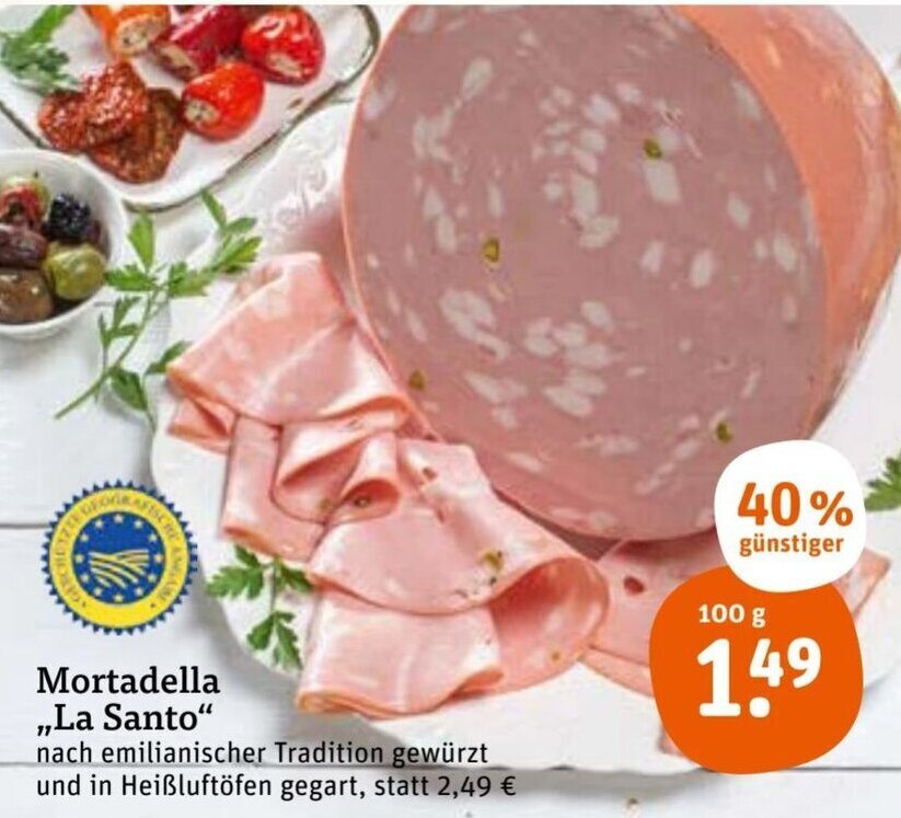 Mortadella ,,La Santo" 100 g Angebot bei tegut