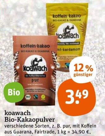 tegut Koawach Bio Kakaopulver Angebot