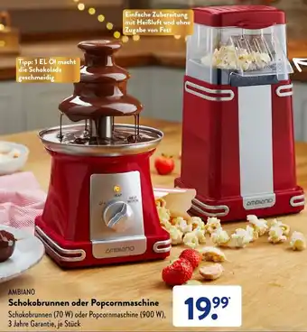 Aldi Süd Ambiano Schokobrunnen oder Popcornmaschine Angebot