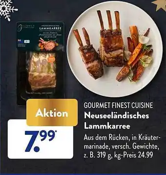 Aldi Süd Gourmet finest cuisine neuseeländisches lammkarree Angebot