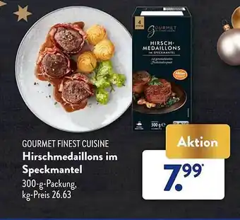 Aldi Süd Gourmet finest cuisine hirschmedaillons im speckmantel Angebot