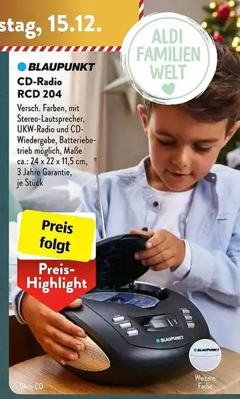 Aldi Süd Blaupunkt cd-radio rcd 204 Angebot