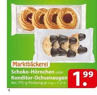 Famila Nord Ost Marktbäckerei schoko-hörnchen oder konditor-ochsenaugen Angebot