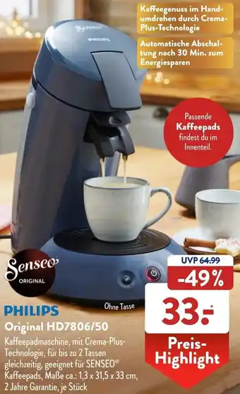 Aldi Süd Senseo Philips Original HD7806/50 Angebot