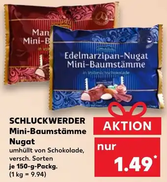 Kaufland Schluckwerder Mini Baumstämme Nugat 150 g Packg. Angebot