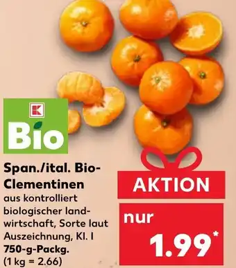 Kaufland Span./ital. Bio Clementinen 750 g Packg. Angebot