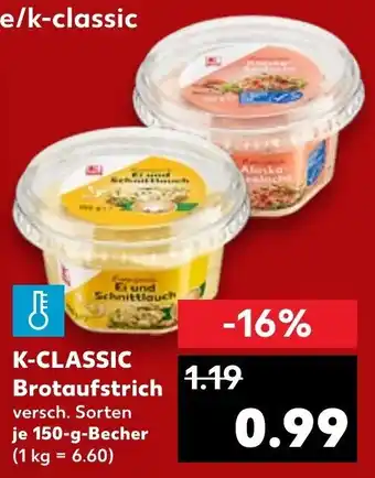 Kaufland K-Classic Brotaufstrich 150 g Becher Angebot