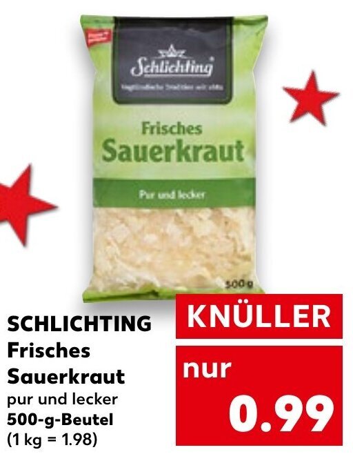Schlichting Frisches Sauerkraut 500gBeutel Angebot bei Kaufland