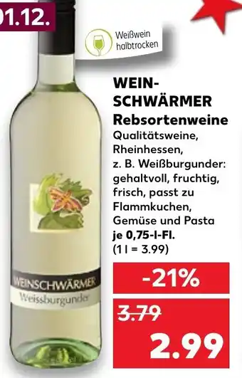 Kaufland Weinschwärmer Rebsortenweine je 0,75-l-Fl. Angebot