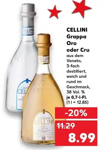 Kaufland Cellini Grappa Oro oder Cru je 0,7-l-Fl. Angebot