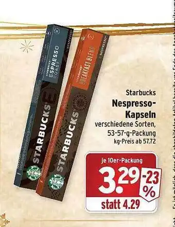 Wasgau Starbucks nespresso kapseln Angebot