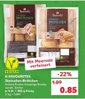 Kaufland K-Favourites Steinofen-Brötchen je 4 St. = 300-g-Packg. Angebot