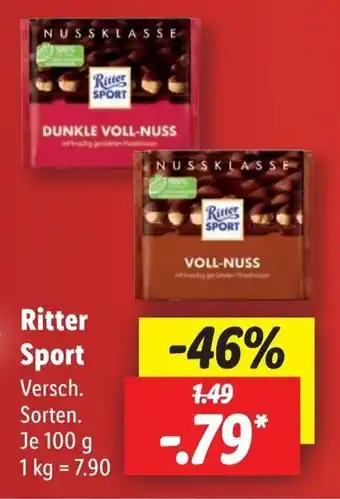 Lidl Ritter Sport 100 g Angebot