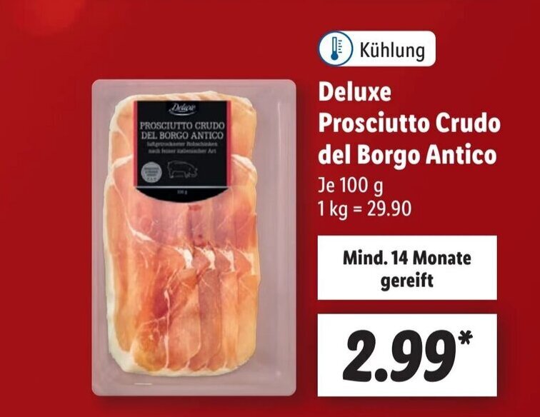 Deluxe Prosciutto Crudo del Antico 100 g Angebot bei Lidl