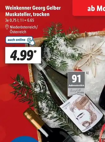 Lidl Weinkenner Georg Gelber Muskateller, trocken 0,75 l Angebot