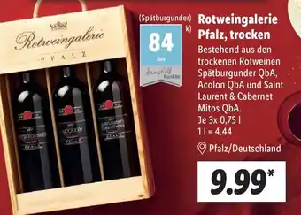 Lidl Rotweingalerie Pfalz, trocken 3x 0,75 l Angebot