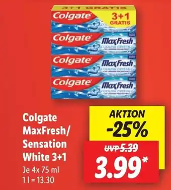 Lidl Colgate MaxFresh/Sensation White 3+1 4x 75 ml Angebot