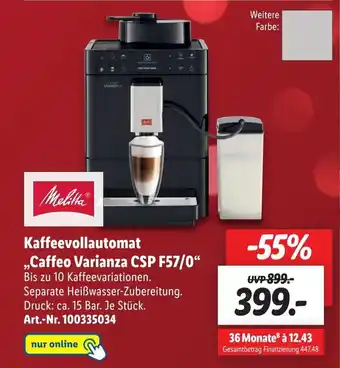 Lidl Melitta Kaffeevollautomat ,,Caffeo Varianza CSP F57/0" Angebot