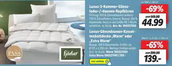 Lidl Luxu-Gänsedaunen-Kasset-tenbettdecke ,,Warm" oder ,,Extra Warm" B 135 x L 200 cm Angebot