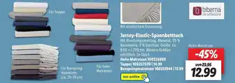 Lidl biberna Jersey-Elastic-Spannbetttuch Hohe Matratzen B 90 x L 200 cm Angebot