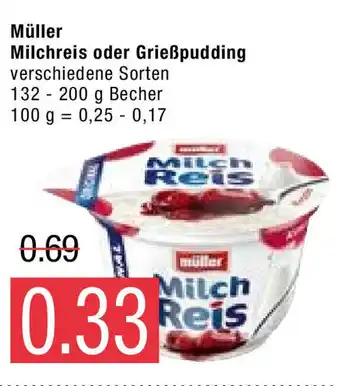 Marktkauf Müller Milchreis oder Grießpudding 132-200g Becher Angebot