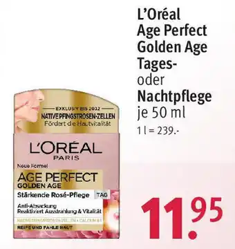 Rossmann L'Oréal Age Perfect Golden Age Tages- oder Nachtpflege 50 ml Angebot