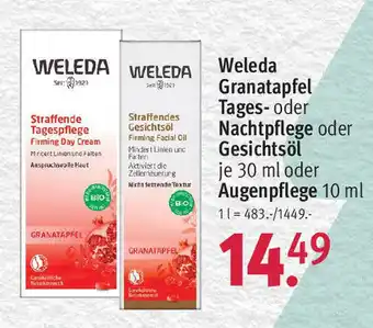 Rossmann Weleda Granatapfel Tages- oder Nachtpflege oder Gesichtsöl 30 ml oder Augenpflege 10 ml Angebot