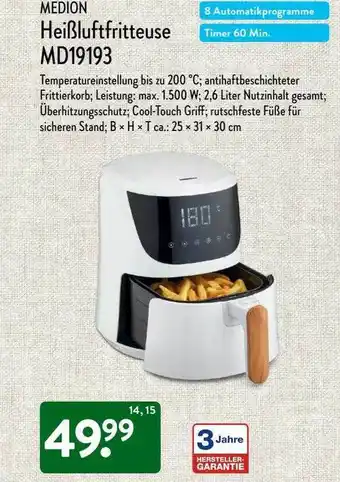 Aldi Nord Medion heißluftfritteuse md191913 Angebot