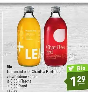 CITTI Markt Bio lemonaid oder charitea fairtrade Angebot