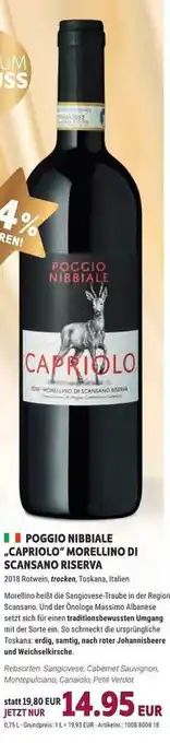 Vino Weinmarkt Poggio nibbiale „capriolo“ morellino di scansano riserva Angebot