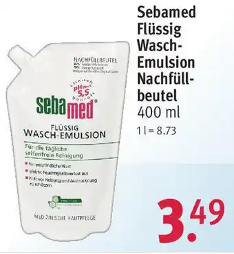 Rossmann Sebamed Flüssig Wasch-Emulsion Nachfüllbeutel 400 ml Angebot