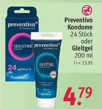 Rossmann Preventivo Kondome 24 Stück oder Gleitgel 200 ml Angebot