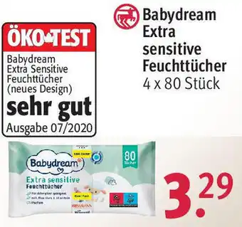 Rossmann Babydream Extra sensitive Feuchttücher 4 x 80 Stück Angebot