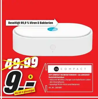 MediaMarkt UVY Compact Desinfektionsbox + QI Ladegerät Desinfektionsbox Angebot