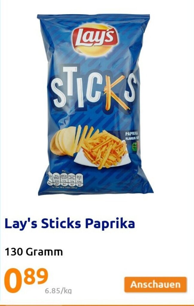 Lay's Sticks Paprika 130 Gramm Angebot bei Action