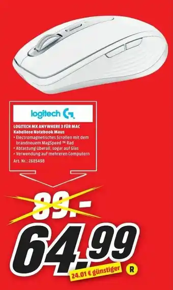 MediaMarkt Logitech MX Anywhere 3 für Mac Kabellose Notebook Maus Angebot