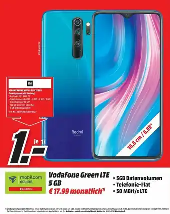 MediaMarkt Xiaomi Redmi Note 8 Pro 128GB Smartphone mit Vertrag Angebot