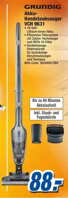 K+B Expert Grundig Akku Handstaubsauger VCH 9631 Angebot