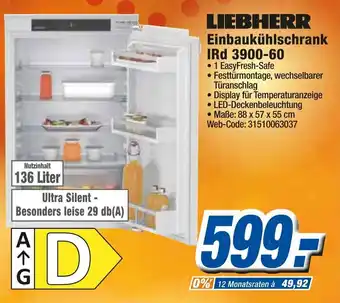 K+B Expert Liebherr Einbaukühlschrank IRd 3900 60 Angebot