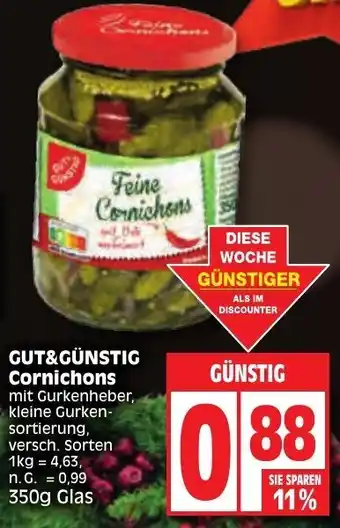 Edeka Gut & Günstig Cornichons 350 g Glas Angebot