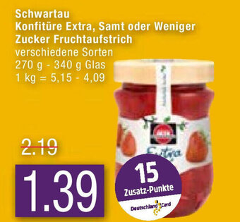 Marktkauf Schwartau Konfitüre Extra, Samt oder Weniger Zucker Fruchtaufstrich 270-340g Angebot