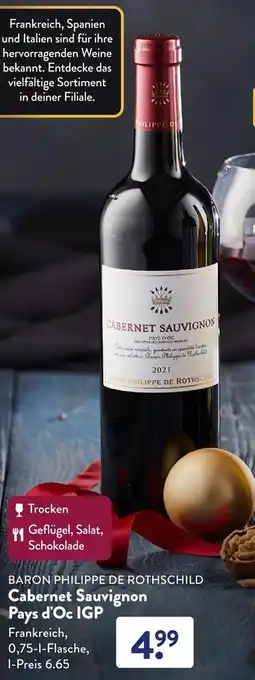 Aldi Süd Baron Philippe de Rothschild Cabernet Sauvignon Pays d'Oc IGP 0,75 L Flasche Angebot
