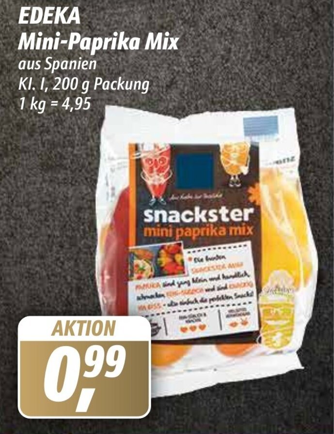 Edeka MiniPaprika Mix 200 g Packung Angebot bei Simmel