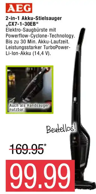 Marktkauf AEG 2 in 1 Akku Stielsauger ,,CX7-1-30EB" Angebot