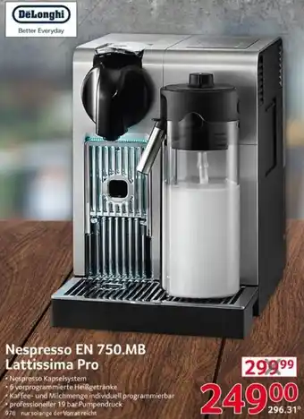 Selgros DēLonghi Nespresso EN 750.MB Lattissima Pro Angebot