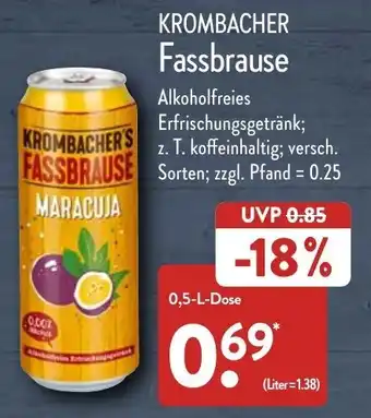 Aldi Nord Krombacher Fassbrause 0,5 L Dose Angebot