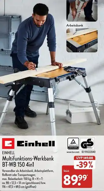 Aldi Nord Einhell Multifunktions Werkbank BT-WB 150 4in1 Angebot